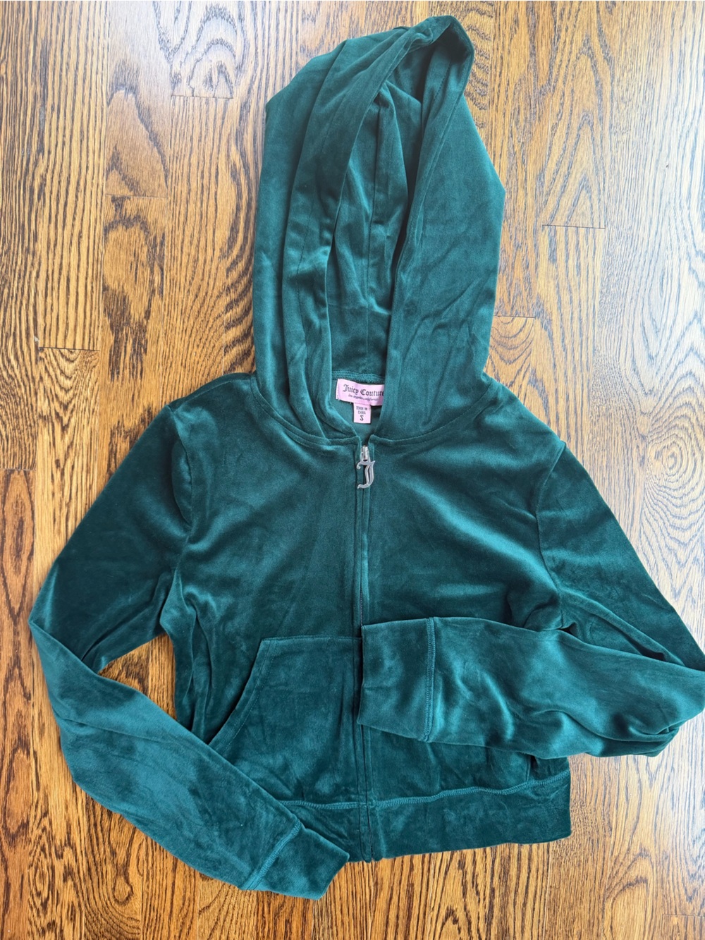Hunter Green Velvet Zip Velour Hoodie Y2K Girlypop Jacket